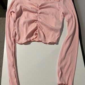 Dazy Pink Ruched Long Sleeve Top